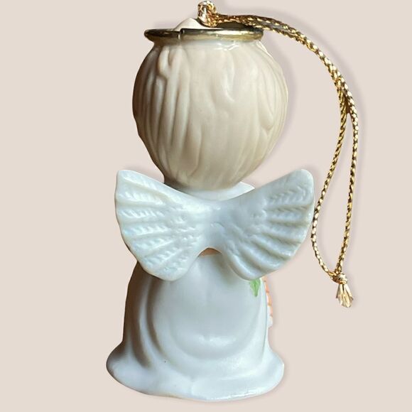 Vintage Ruth Morehead Holly Baby Prayer Angel Porcelain Collectible Ornament - Picture 7 of 15